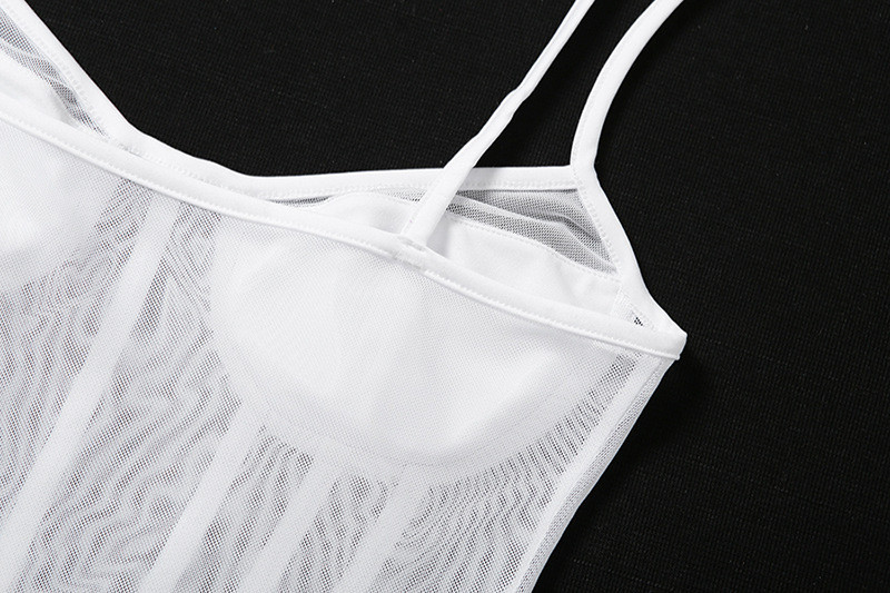 See Through Mesh Low Cut Women's Tank Tops One Piece