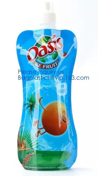 Custom Reusable Juice Food Packaging Plastic Bag Alcohol Drink Wine Spout Pouch Bag,liquid spout pouch/wine drink juice