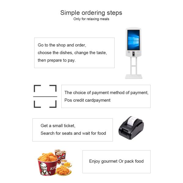 FCC Double Sided 32 Inch LCD Self Ordering Kiosk For Restaurant