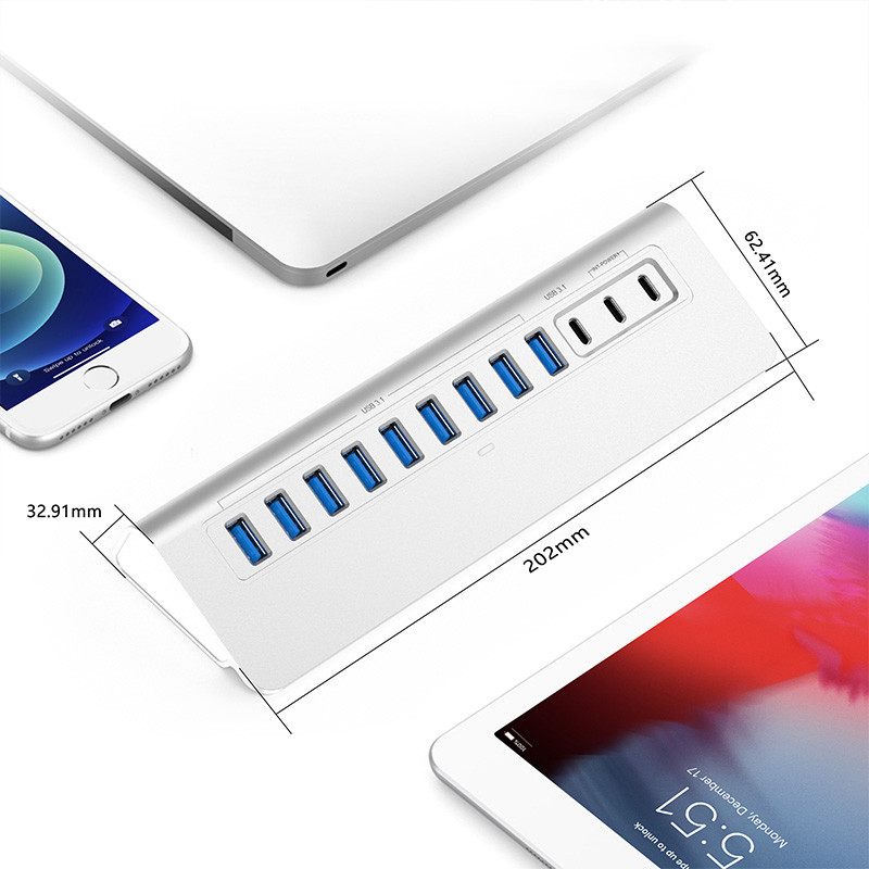 Type C Interface 4 In 1 4 Ports Hub Type-C OTG To USB 3.0 2.0 Adapter Aluminium Alloy