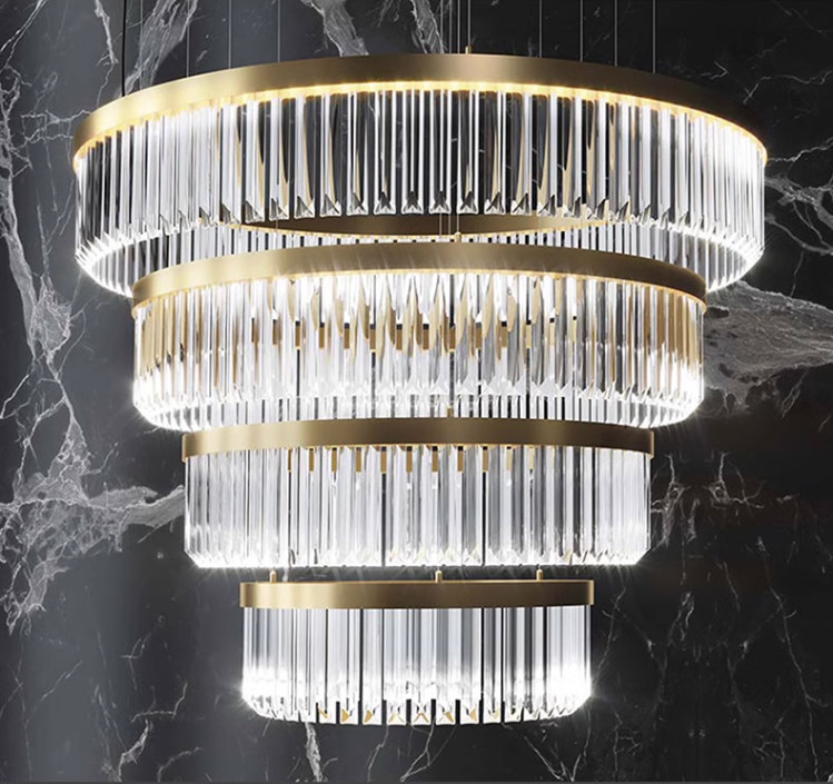 LED Three Color Light Modern Glass Pendant Chandelier Light 4000K