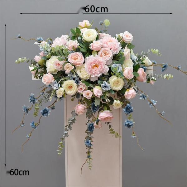 Beige Blue Faux Ranunculus Bouquet For Bridesmaid Customized