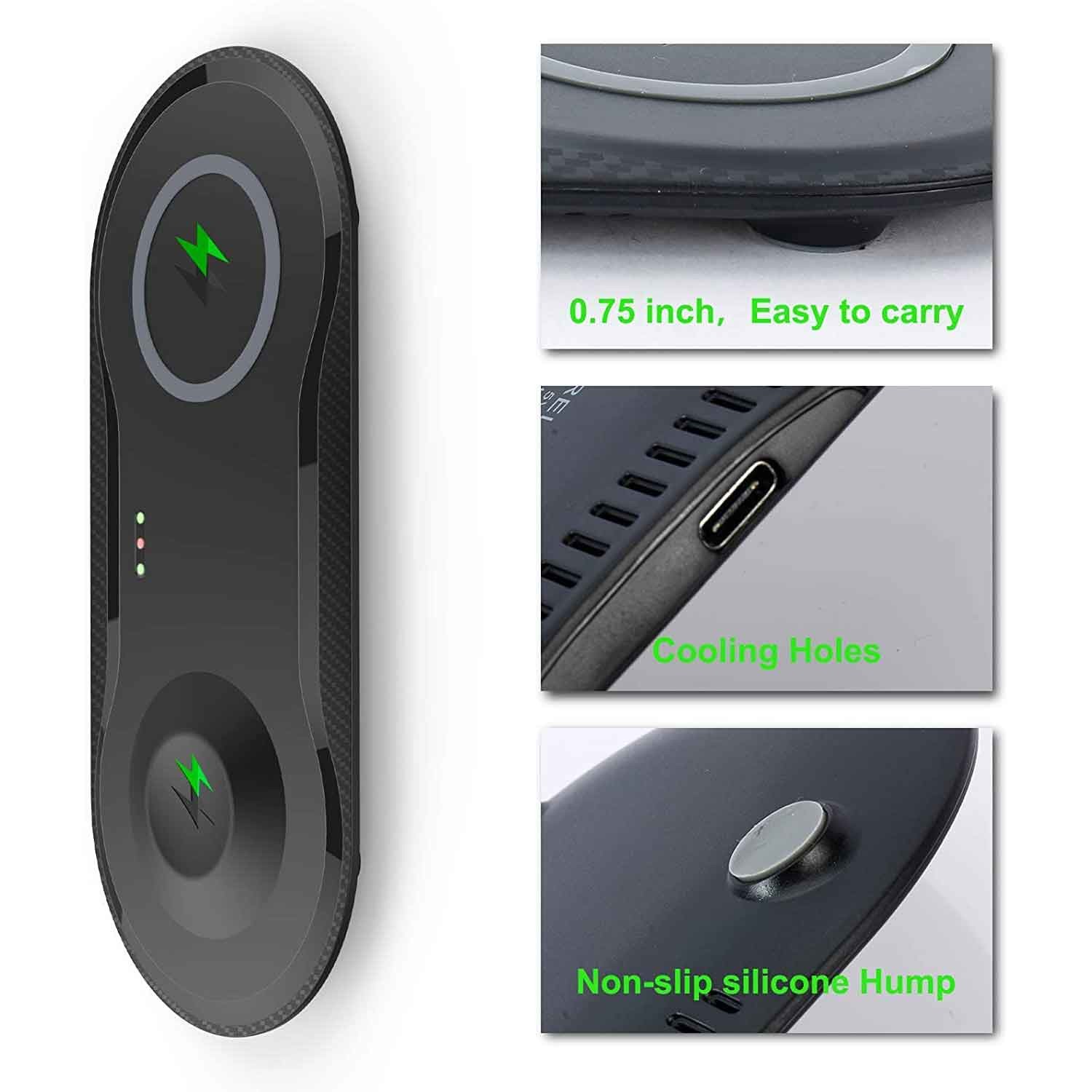 5W 7.5W 10W OVP OCP Dual Wireless Charging Pad Portable 2 In 1