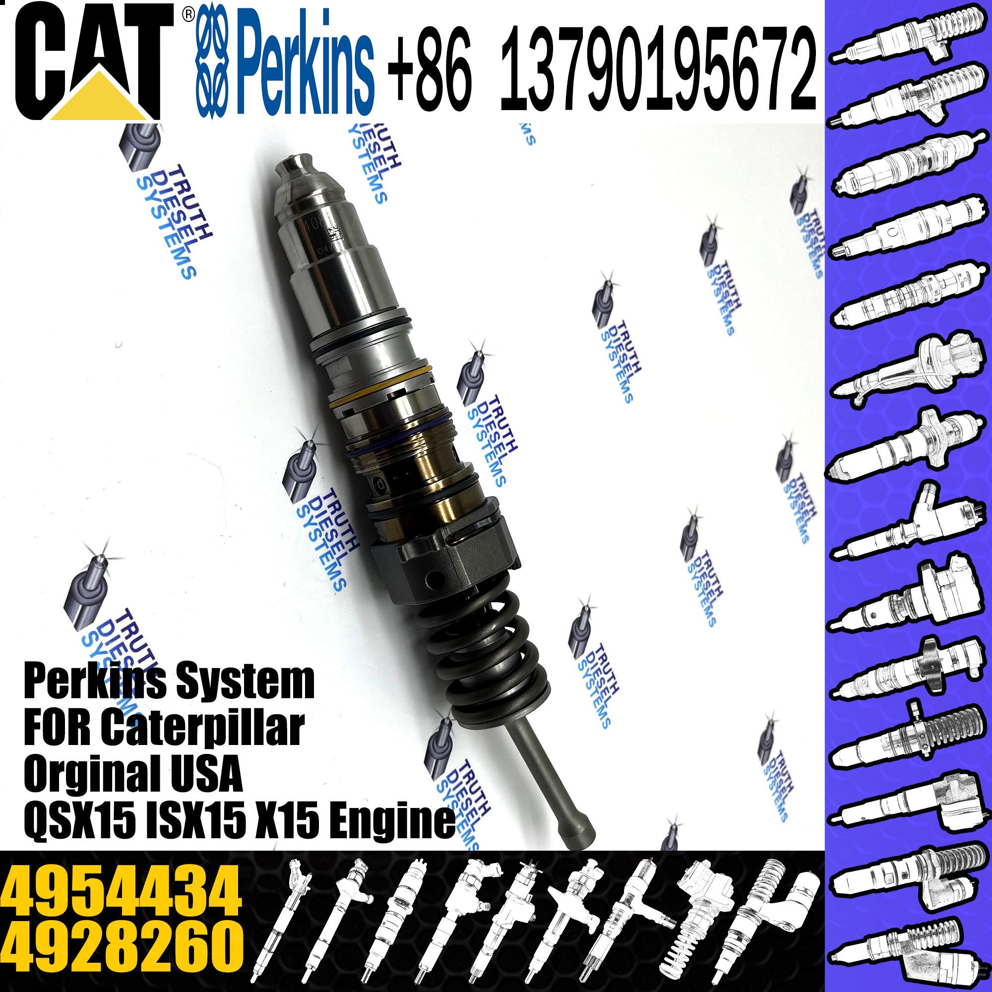 QSX15 ISX15 Cummins Diesel Injector 4954434 Common Rail Fuel Injector