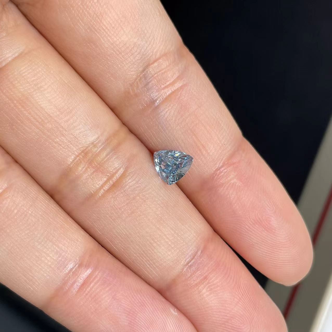 0.89Carat Lab Created Colored Diamonds Triangular Cut Blue Man Made Diamonds