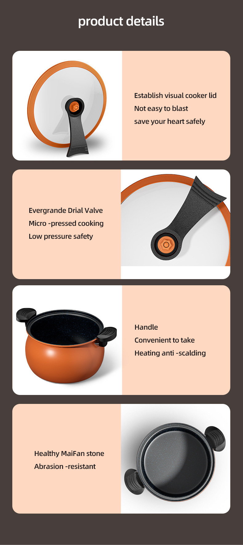 28cm Non Stick Kitchen Pressure Cooke Cast Iron Multifunction