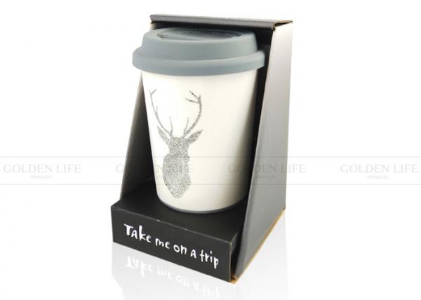 Quality Silicon Lid 330ml Custom Printed Travel Mug Office Use For Drinking Coffee for sale
