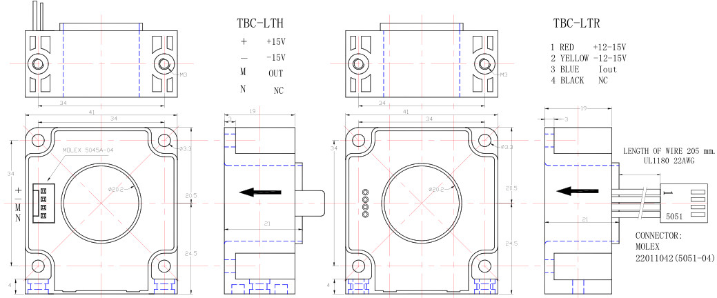 Ac Dc Current Sensor Closed Loop Hall Effect Current Sensor CE ROHS