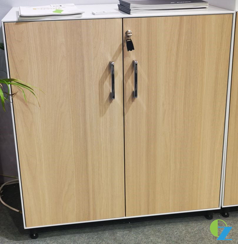 5mm Slim Edge Swing Door Steel Wood Combined Cabinets For Office Use