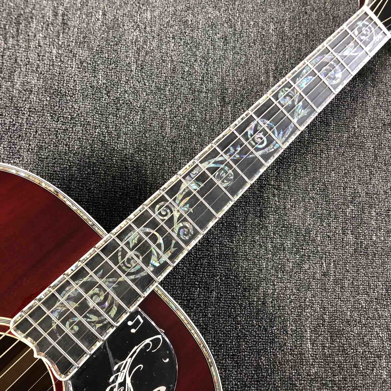 Custom AAAA All Solid KOA Wood 43 Inch Design Jumbo Body Acoustic Guitar Abalone Binding with Logo on Headstock is OK