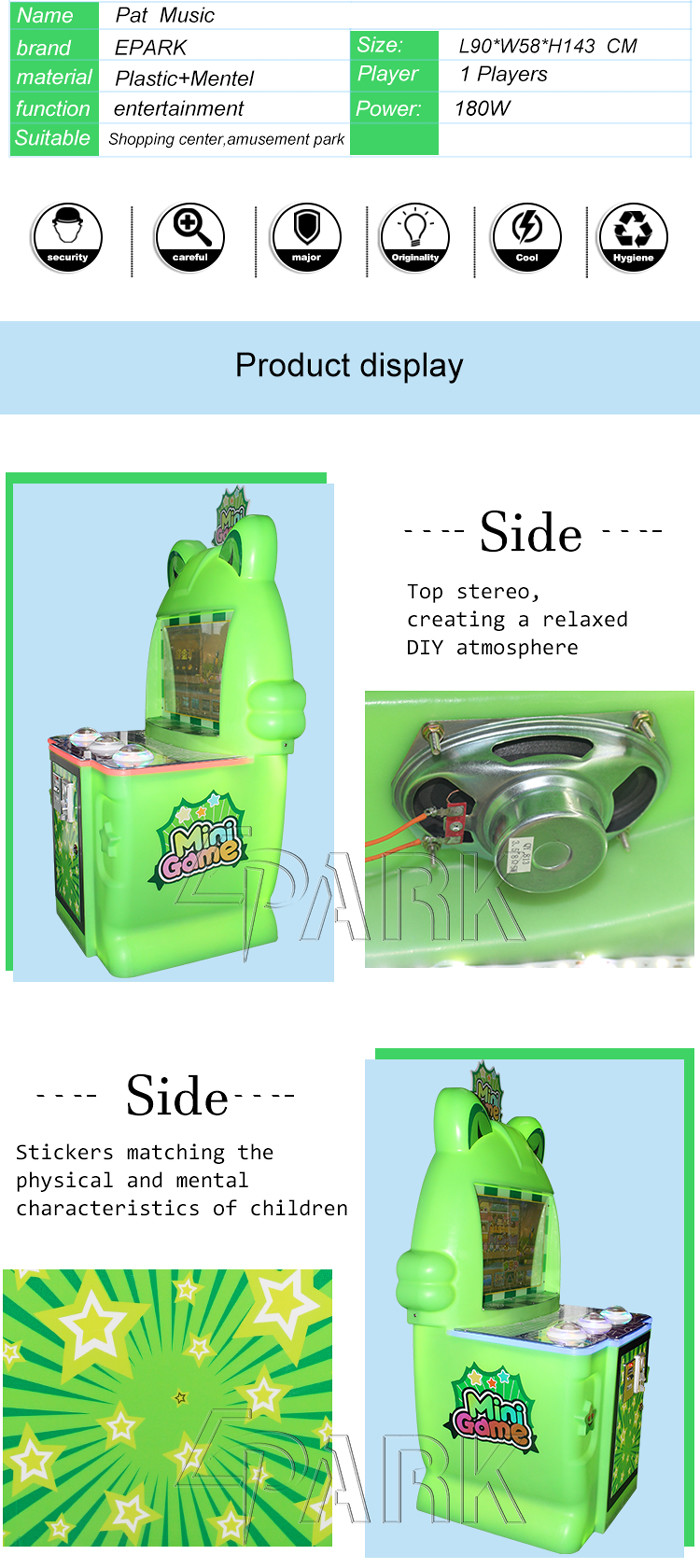 Mini Video Game Patting Button Coin Operated Arcade Machines For Kid