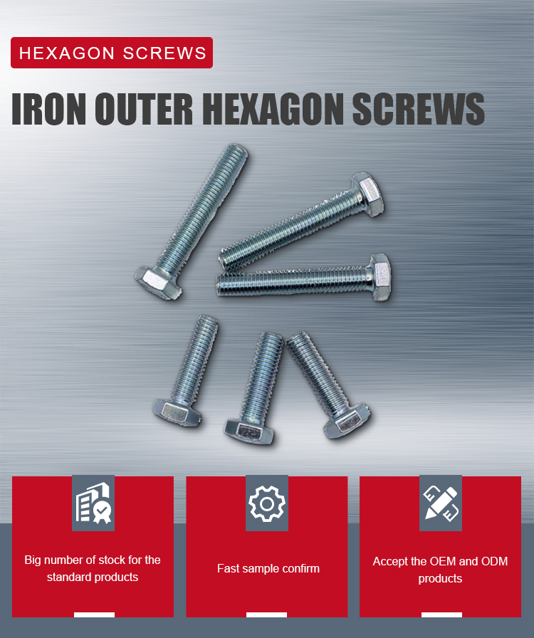 M10 M12 Insert Screws Iron Hexagon Head Motorcycle Screw for INCH Measurement System