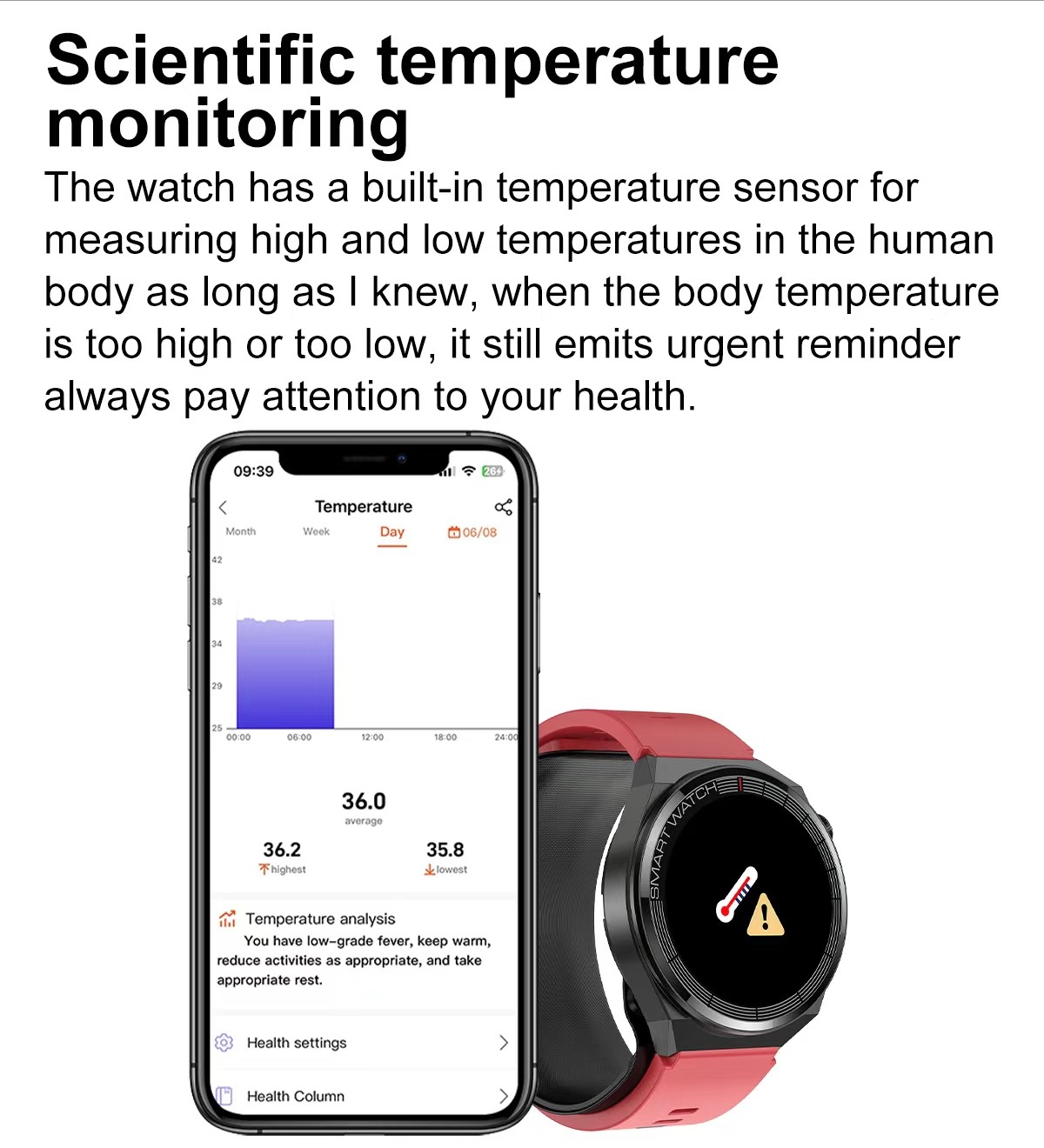 TK62 Health Smart Watch High Blood Pressure Smart Watch ECG PPG Air Pumb Bag
