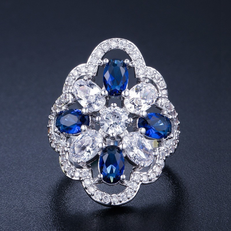 Crystal Rings For Women Circle CZ Ring Fashion Engagement Ring Jewelry Copper Gold-Plated zircon Wedding Ring for Gifts