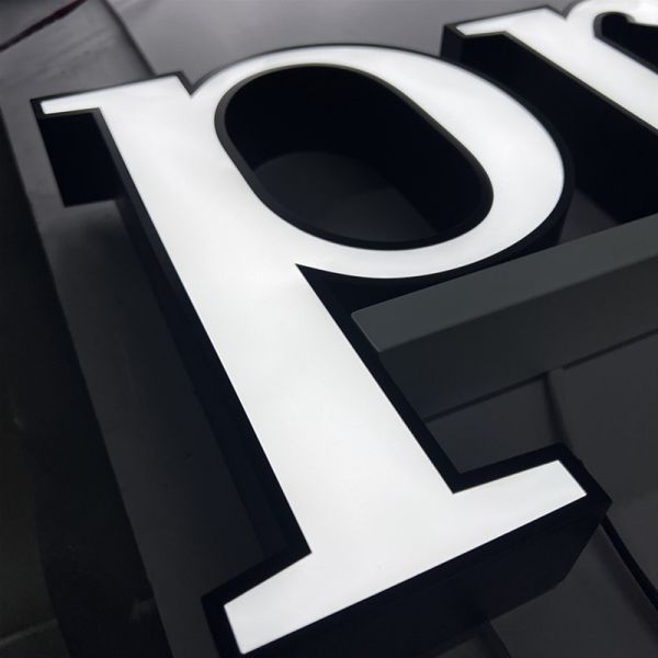 Custom Black Frame Front-Lit LED Channel Letters 3D Acrylic Sign