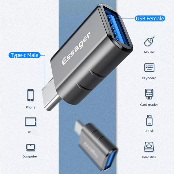 USB To Type C Laptop Adapter Support 3A Fast Charging Data Transmission