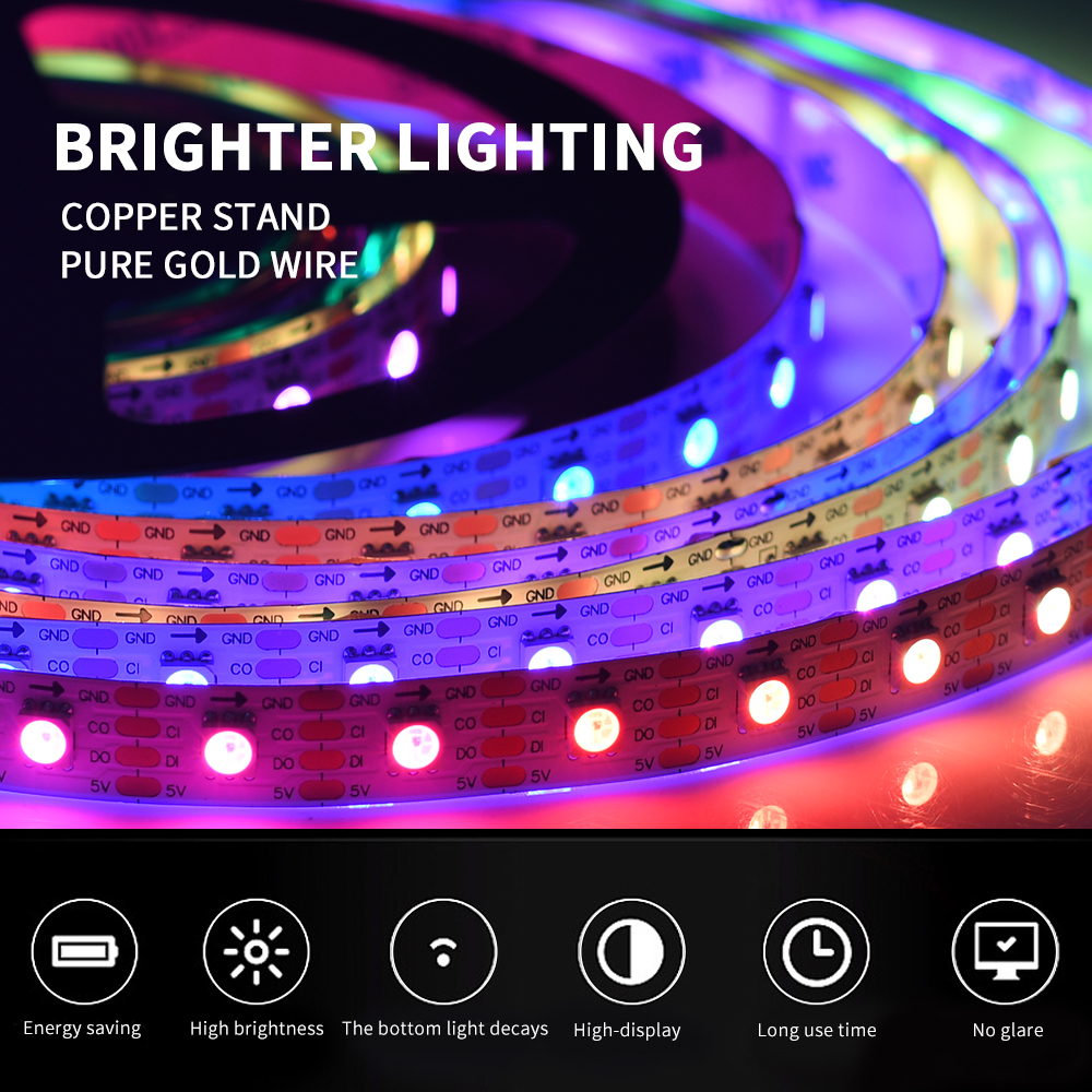 102 Leds Self Adhesive LED Strip 60 Pixel Self Adhesive Rope Lights