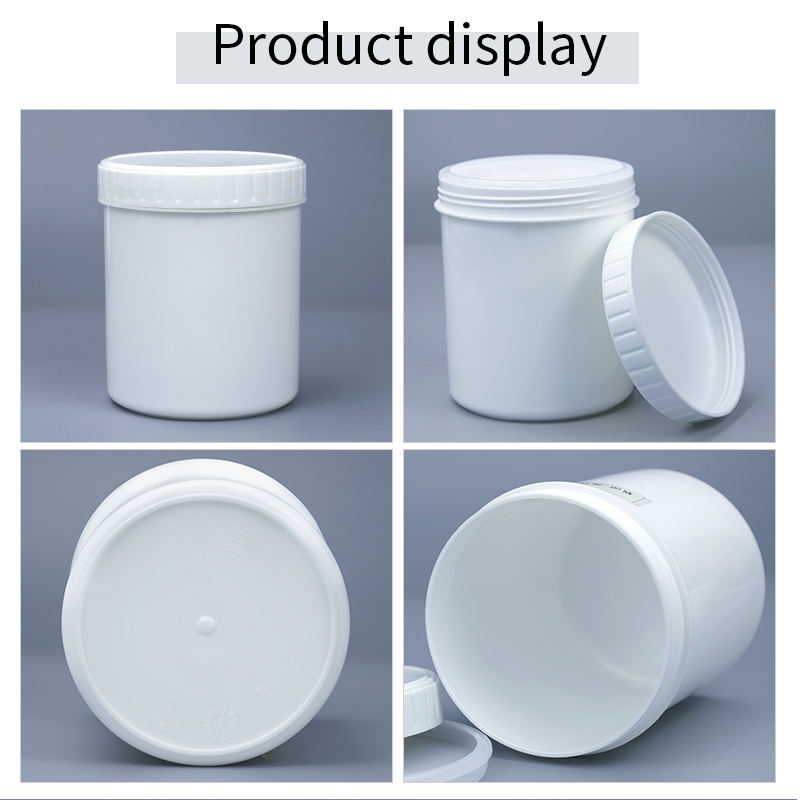 White Black 12*140mm 1L Plastic Jar With Screw Lid OEM ODM