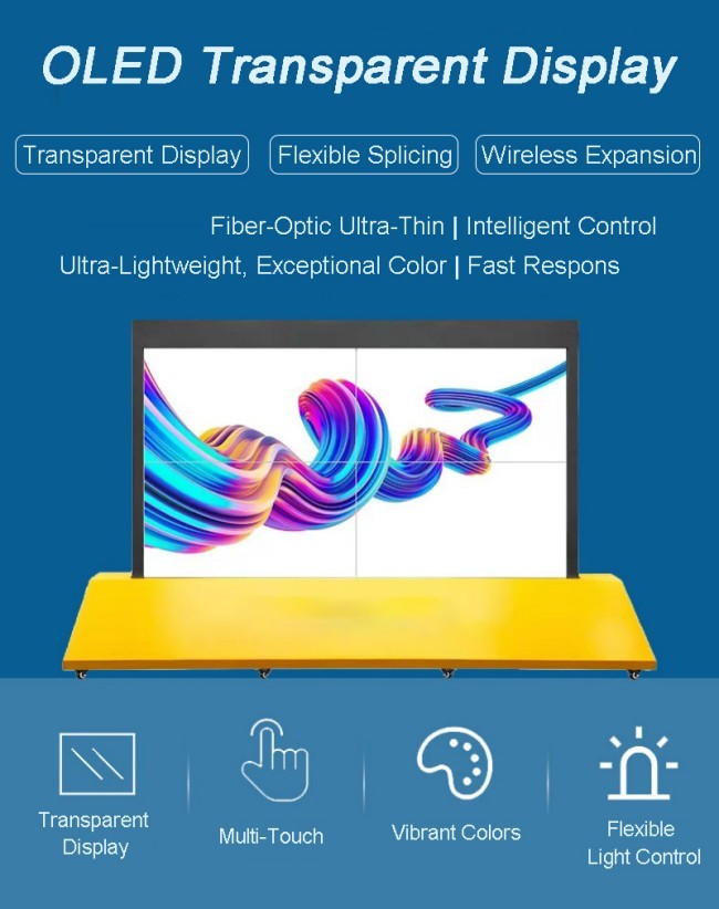 Indoor Digital Signage 4K Ultra HD Resolution Vertical Oled Transparent Screen Advertising Display with Pen/Finger Touch