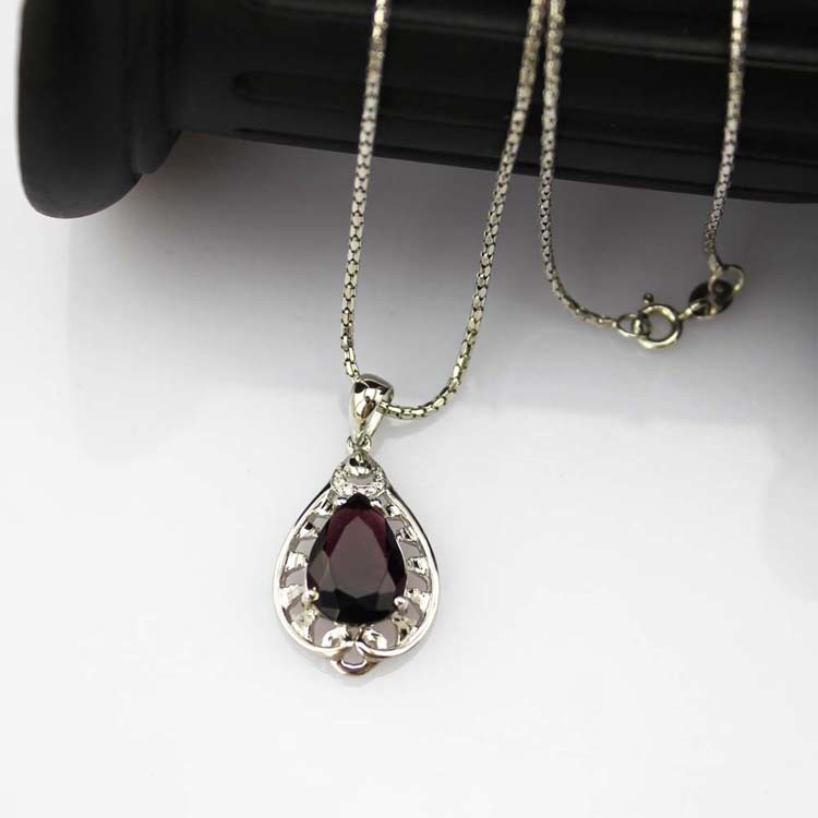 Fashion 9mmx12mm Pear Shape Purple Cubic Zircon Pendant(PSJ0395)