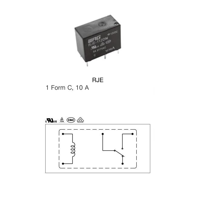 5A 3A 12 VDC SPDT Relay Class F Insulation Safety Standard 60335-1 RJE-112LF-335