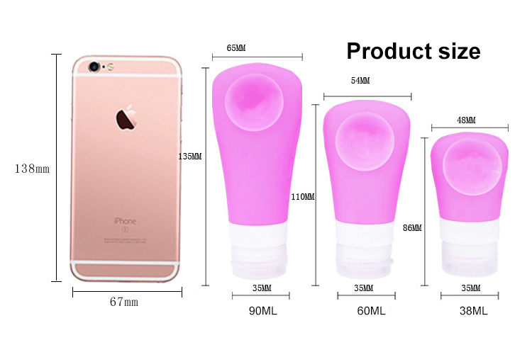 Colorful 60ML Portable Silicone Refill Bottles With Sucker