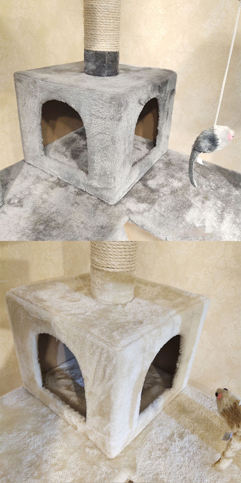 OEM ODM White Cat Scratcher Climber Plush Cat Scratcher Tree House
