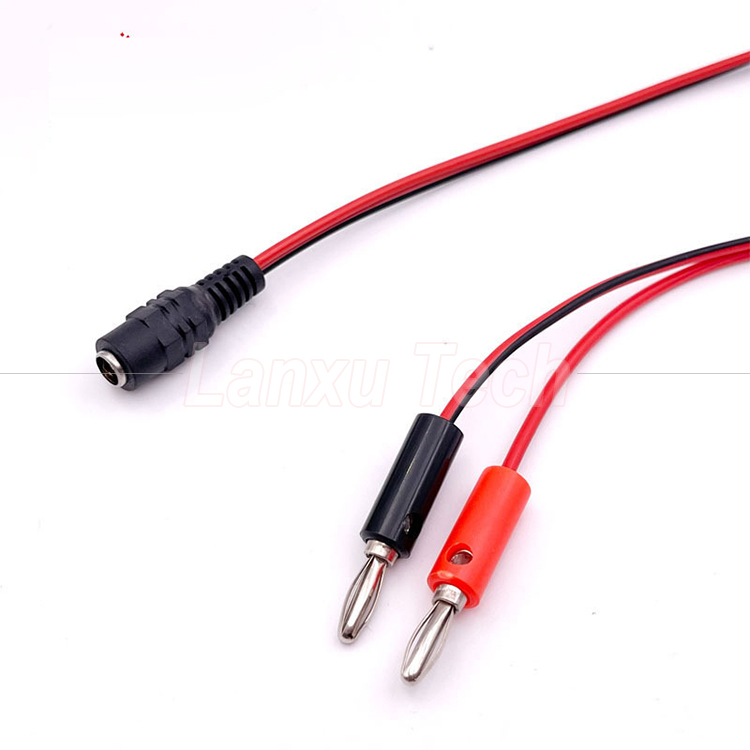 12v DC 5.5mm X 2.1mm Male Barrel Jack to 4mm Banana Plugs Test Leads Power Cable