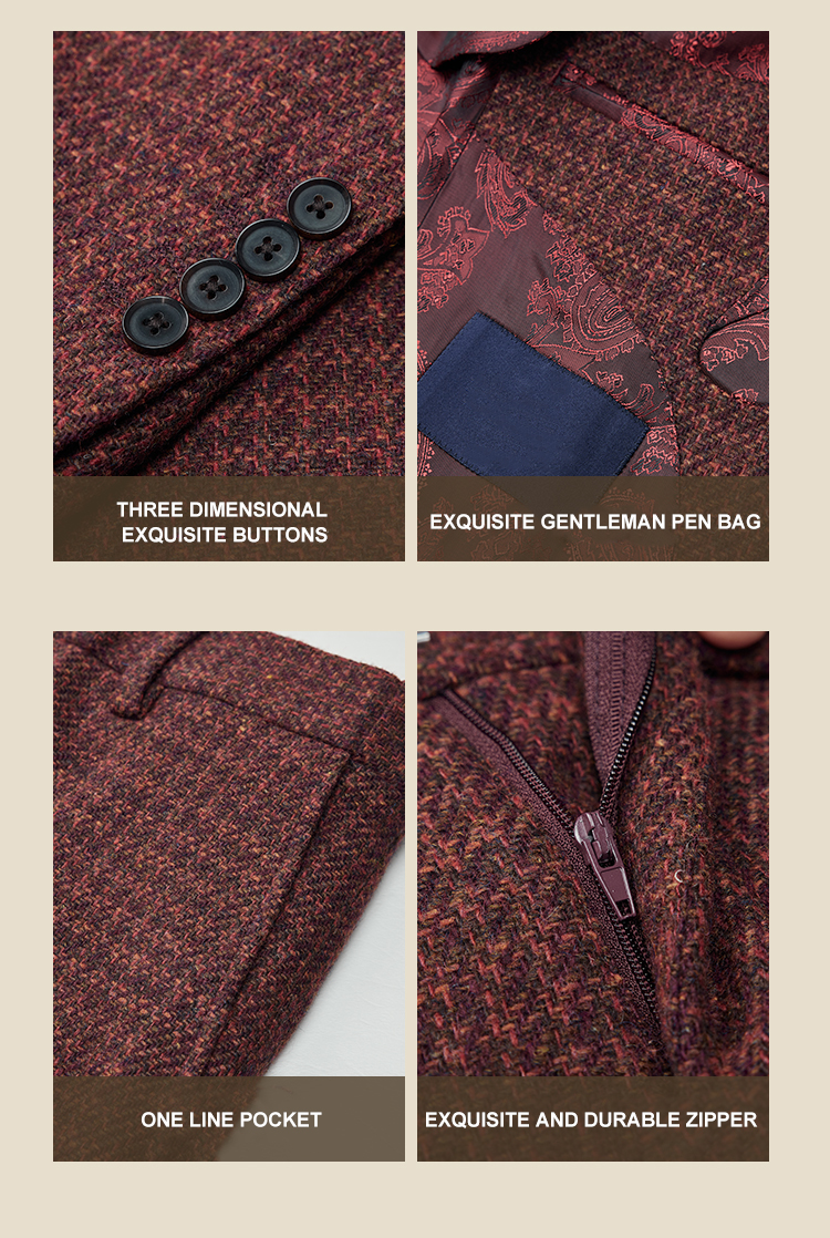 7 Days Sample Order Lead Time Support Men's Groom Wedding Slim Dress Wool Suit Customized
