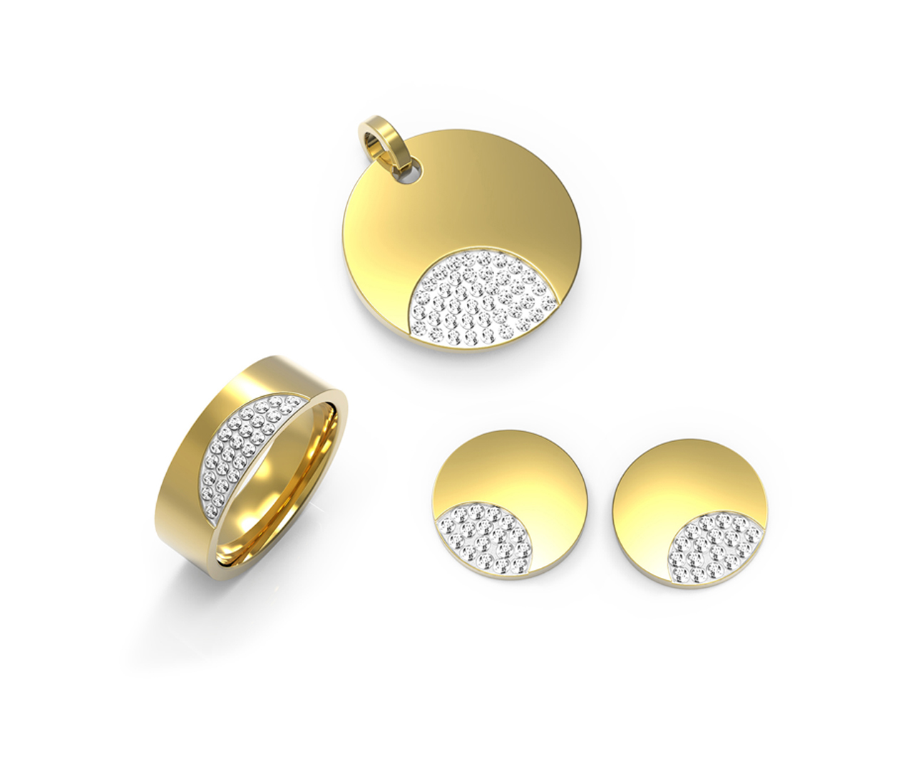 Fashion Stainless Steel Pendant Chain Necklace Set Women Earring And Necklace Set