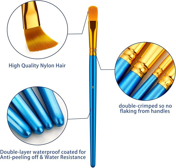 Acrylic Painting Watercolor Blue Artist Paint Brushes Set For Body Face Rock Canvas