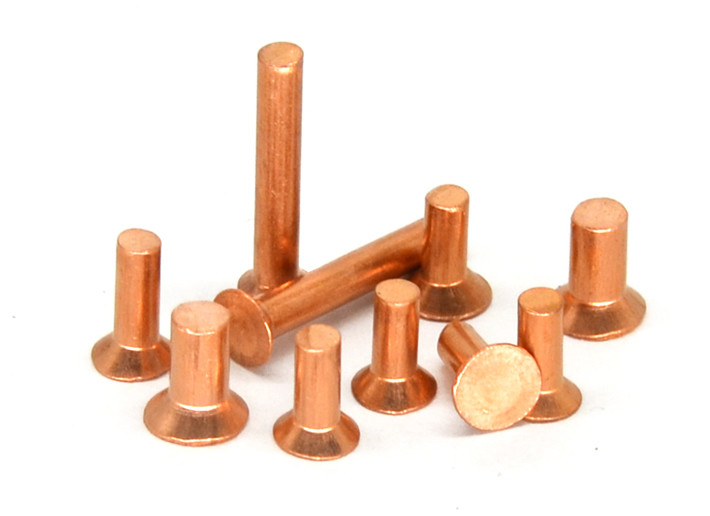 Electrically Conductive Red Copper Solid Rivet , Countersunk Head Rivets