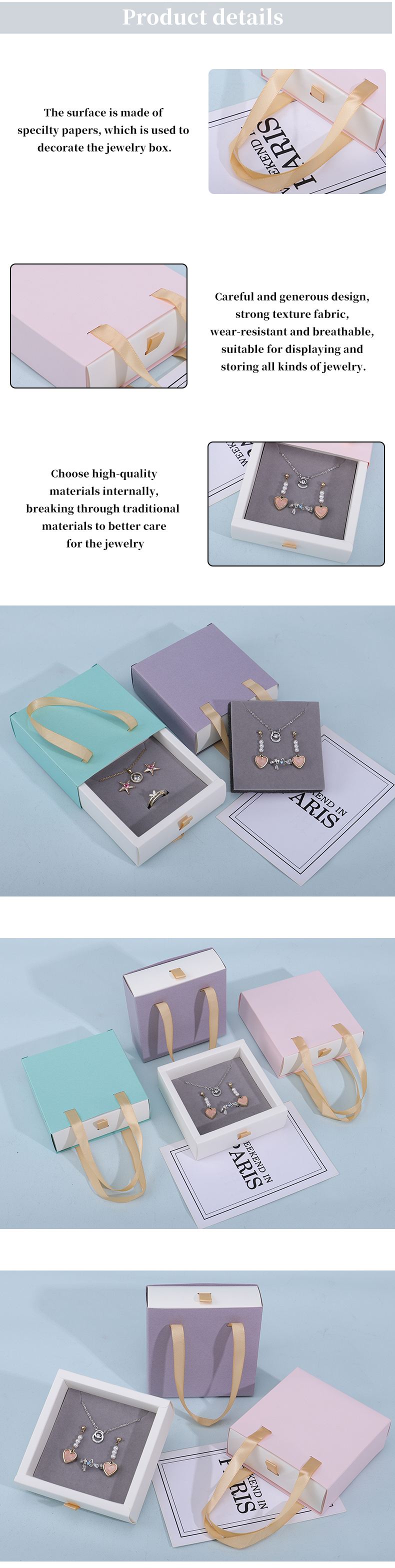 Discreet Cardboard Paper Jewelry Gift Packaging Box With Tote Bag For Storage