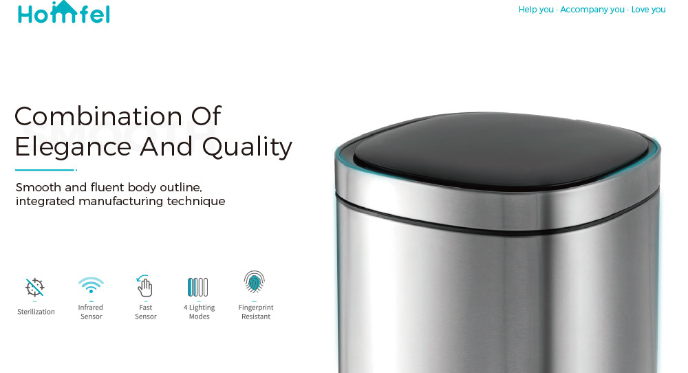 High Capacity Household Motion Sensor Trash Bin Stainless Steel Smart Sensor Bin Automatic Trash Can for Living Room 40L