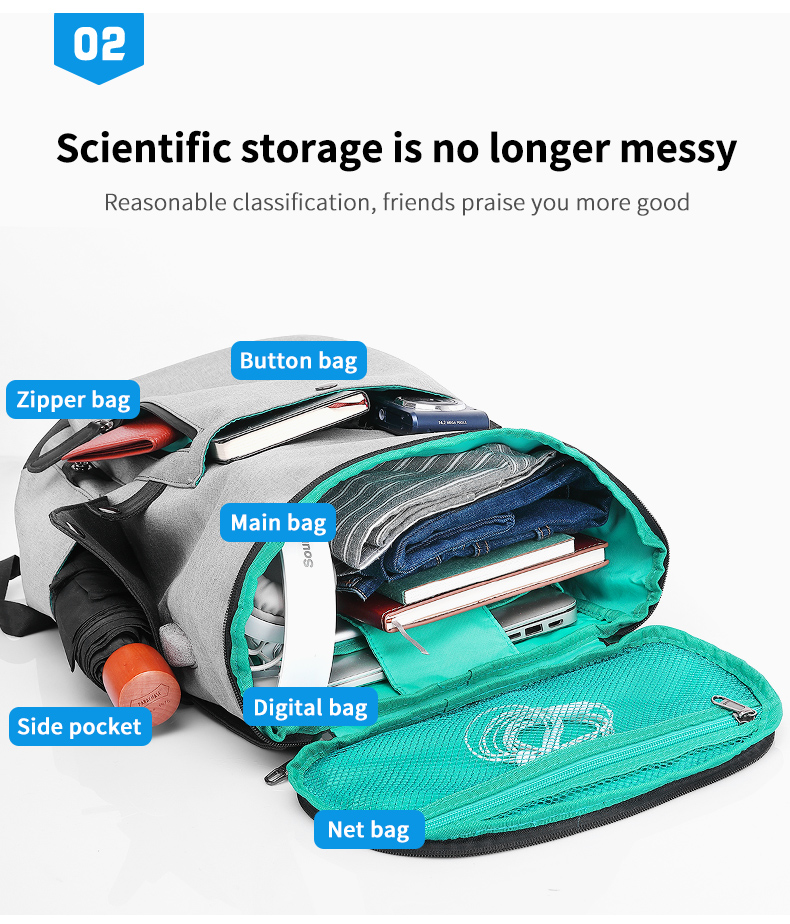 High quality fashion waterproof USB trend men's school bags Laptop Backpack