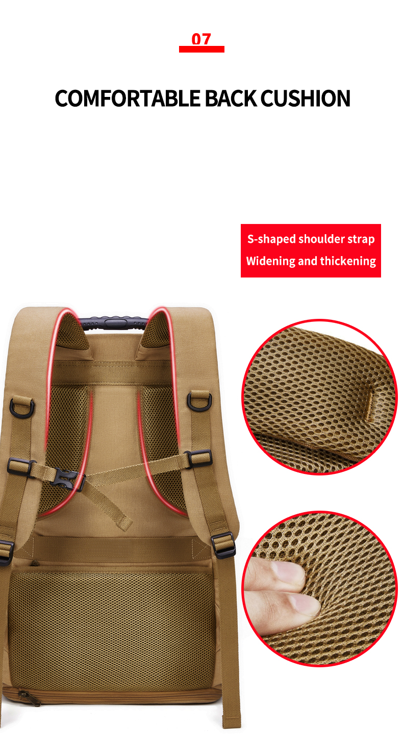 Retro Large Capacity Outdoor Travel Bags Mens Canvas Laptop Backpack 56-77 Litre