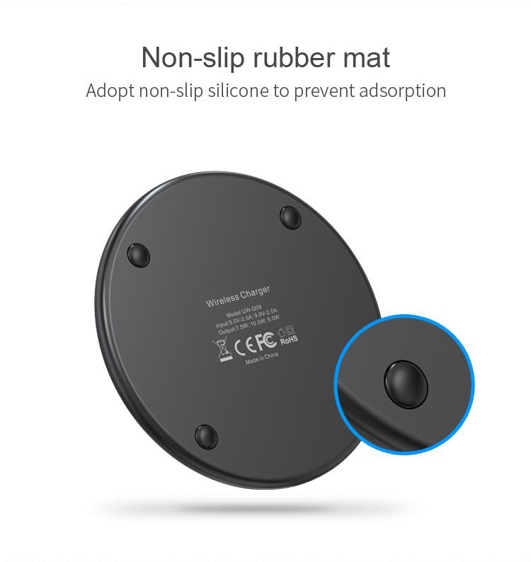 Aluminium Alloy Mobile Phone Power Charger 10W Fast Wireless Charge Support