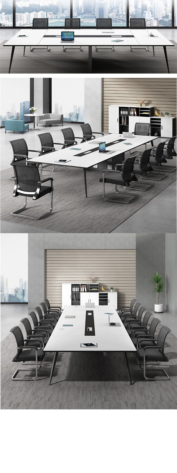 Solid Wood Office Furniture Customized Luxury White Conference Table Modern Meeting Room Table 10