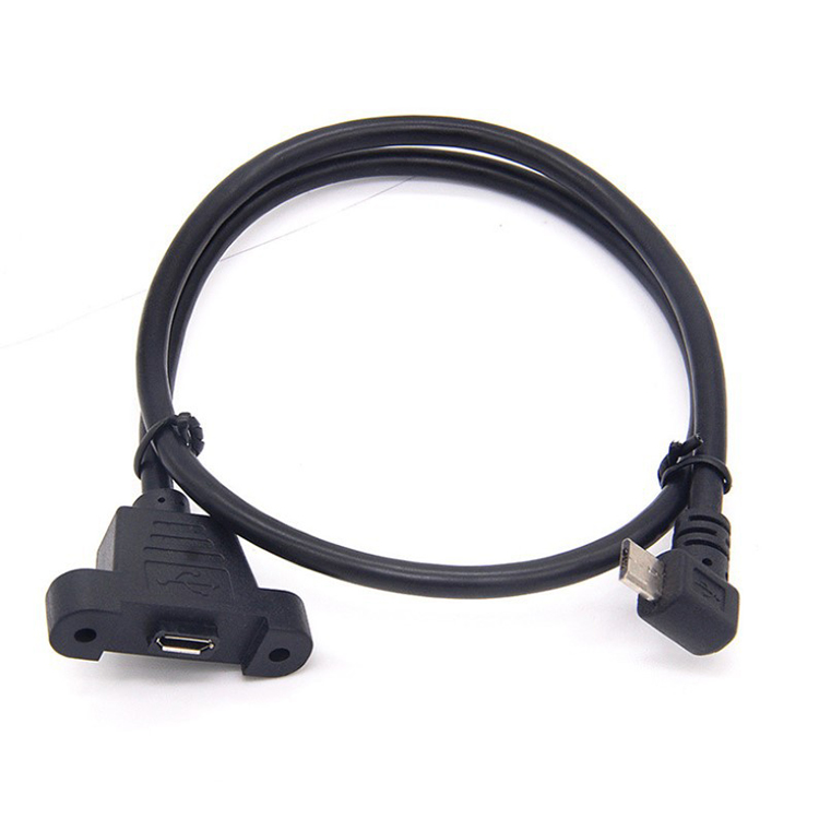 CUSTOM 0.3M 1M 90 Degree Up Down Left Right Angle Screw Micro Panel Mount USB Extension Cable