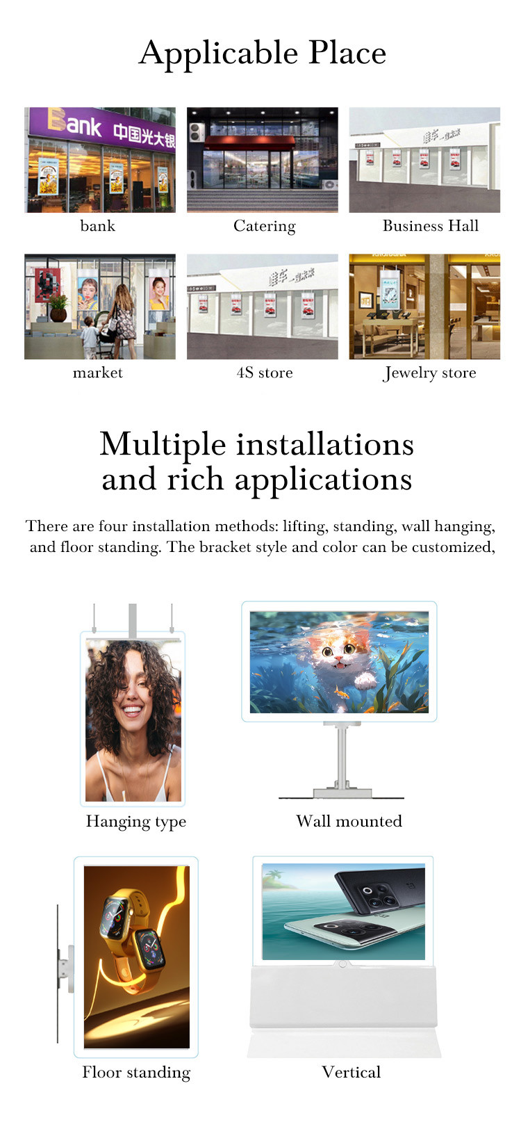 Double Sided Indoor LCD Digital Signage Retail Shop Digital Signage 55 Inch 65 Inch