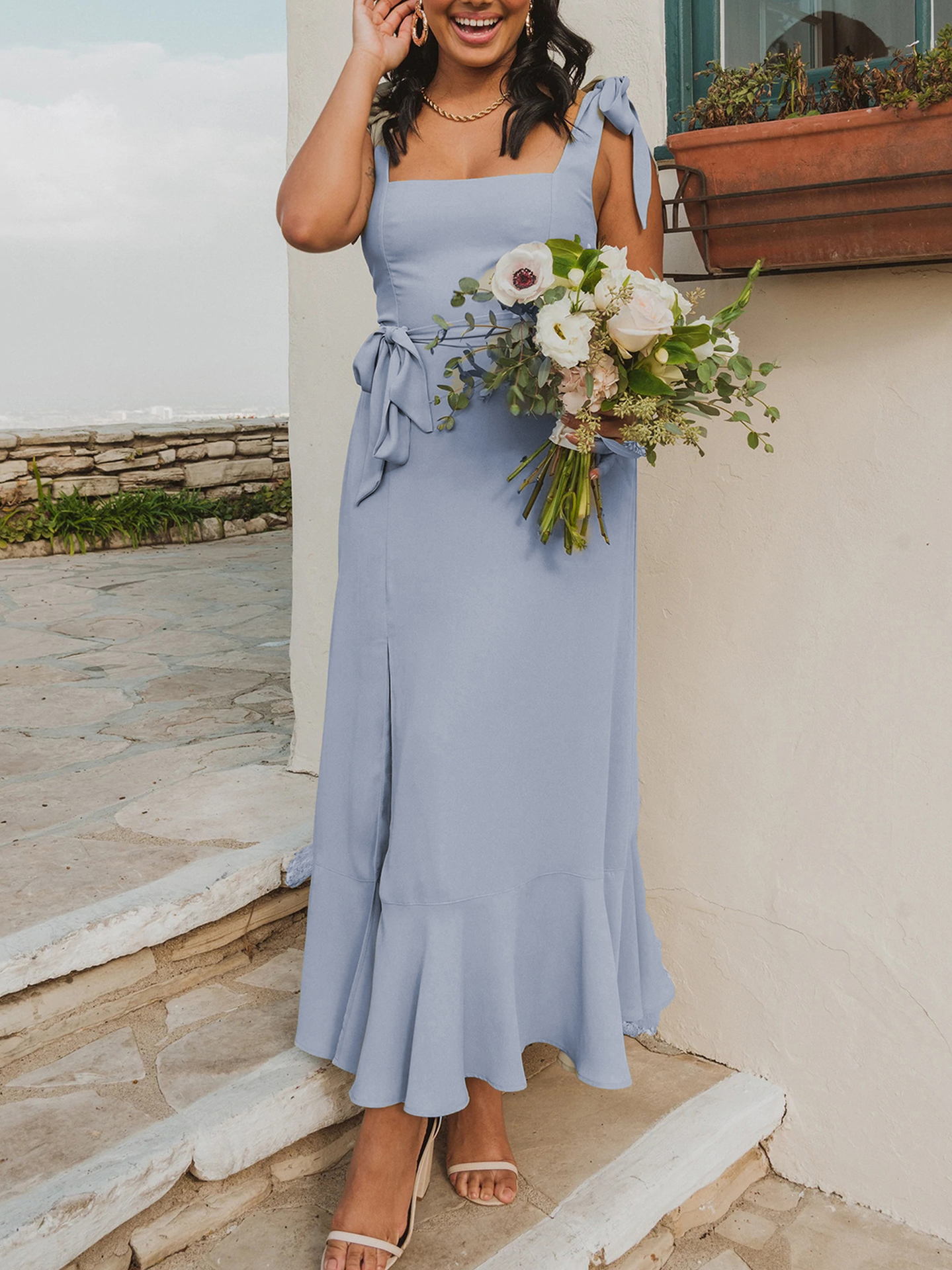 Spring Sleeveless Casual Party Dresses Women High Waist Midi Summer Dresses