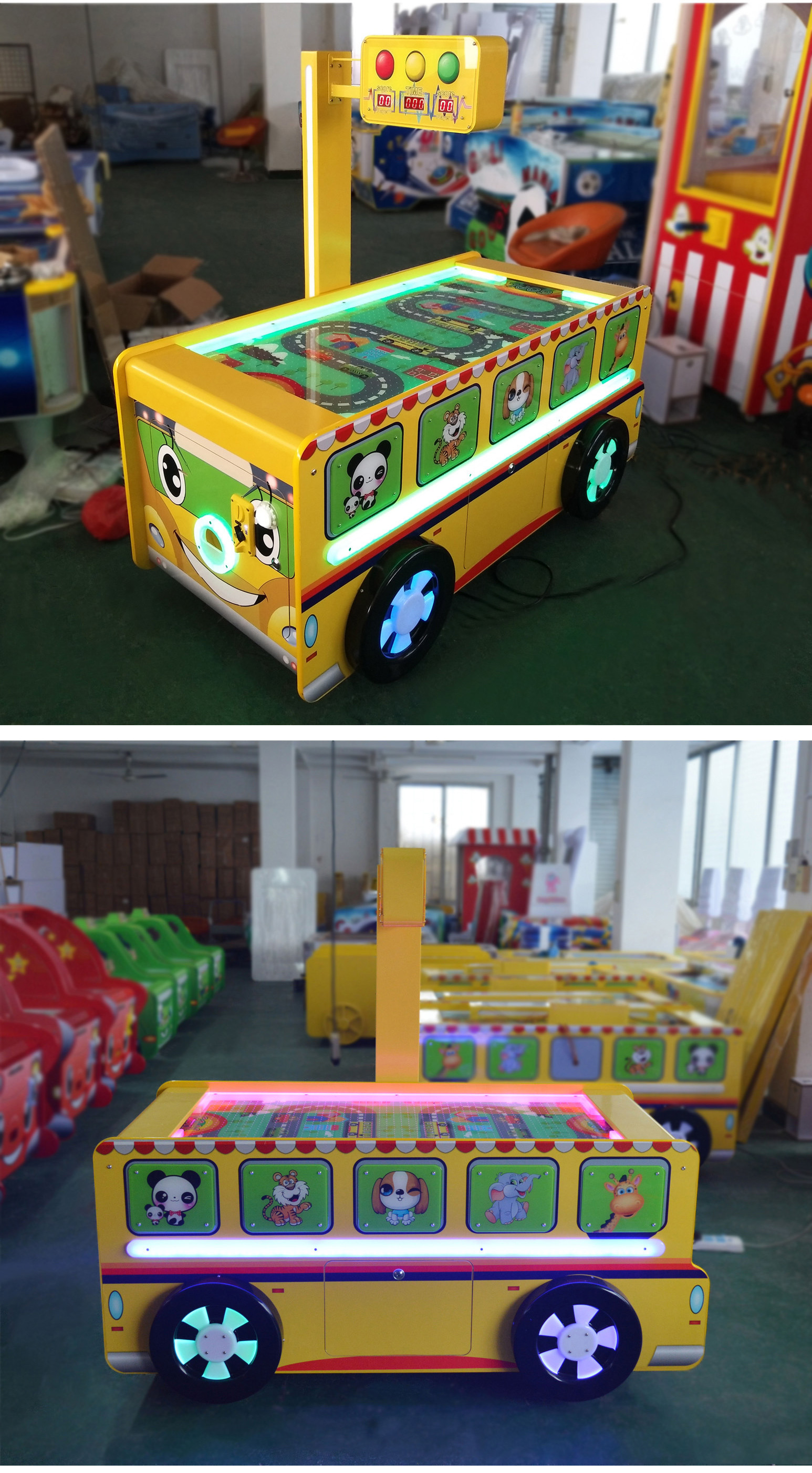 Amusement Park Arcade Gaming Machines Bus Style Air Hockey Table