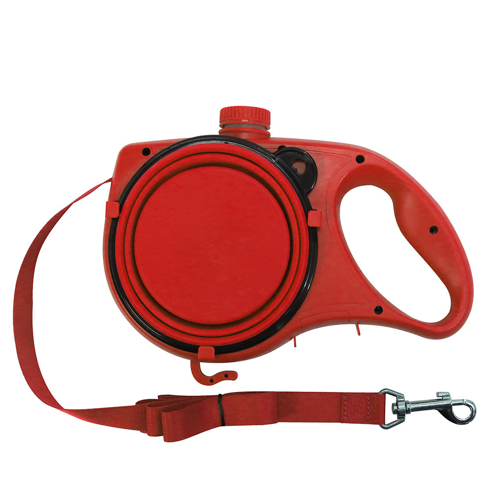 Blue Orange Dog Leash Water Bowl Retractable Nylon Dog Lead With Water Bowl