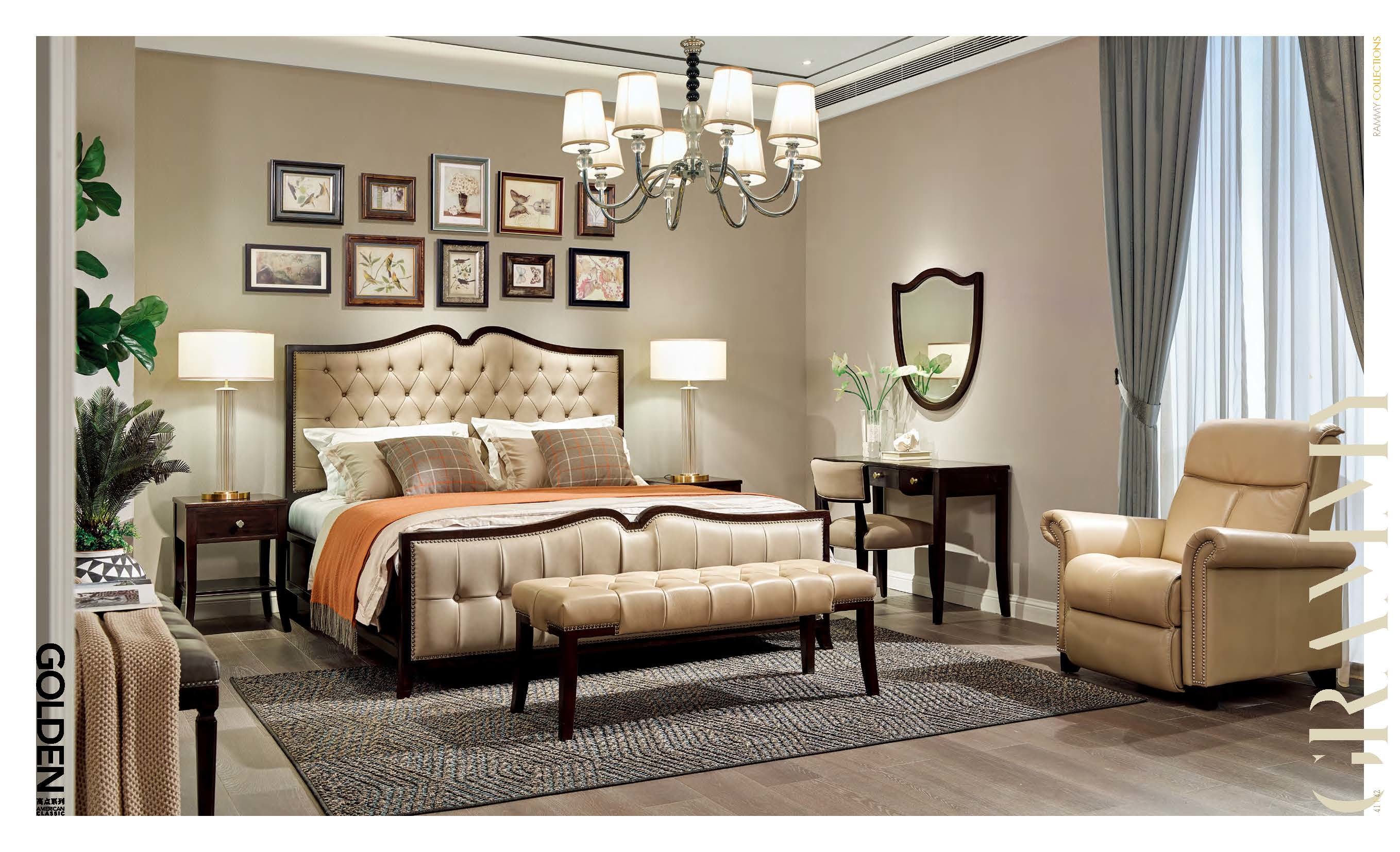Luxury villa house furniture of Living room leather sofa set made by Maple wood structure with coffee table