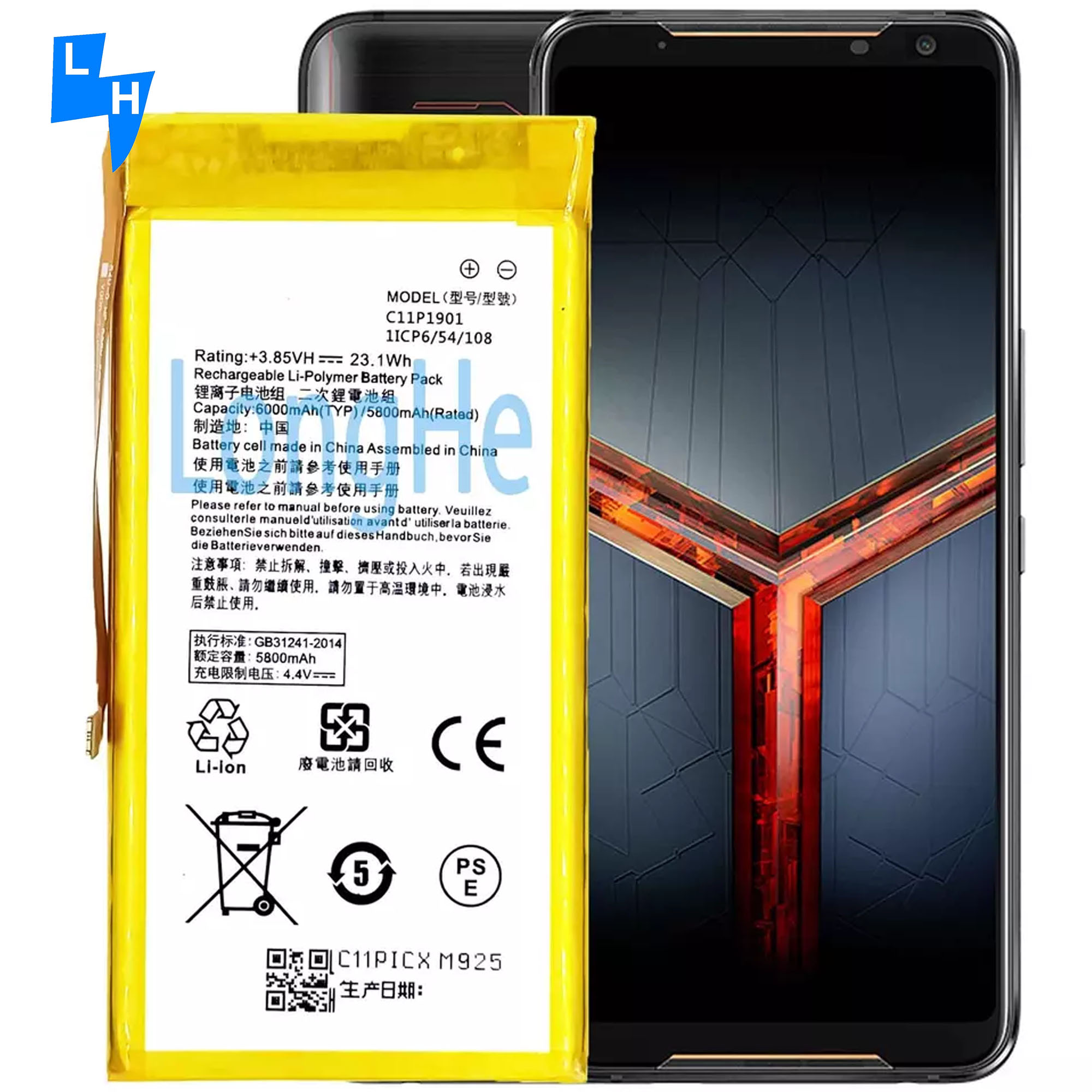 5000mAh Battery for ASUS Rog 2 ZS660KL I001D I001DA I001DE I001DC I001DB I001D Handset