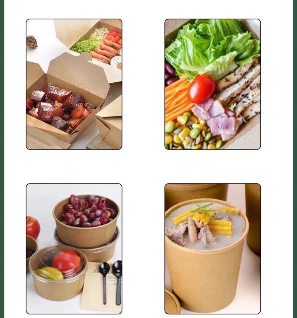 CMYK Pantone Kraft Pasta Salad Box OEM ODM Disposable Paper Lunch Box