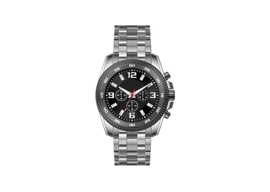 Man Stainless Steel Chronograph Watch Brown Solid Band IP Plating 7.0mm Crown