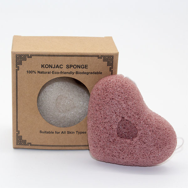 Beige Natural Konjac Facial Cleansing Sponge Eco Friendly Heart Bath Sponge