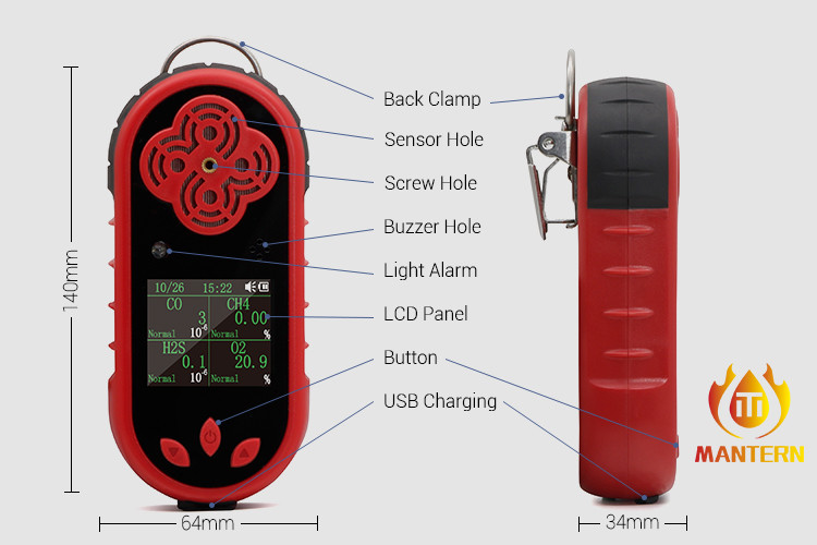 4 In 1 Portable Gas Leak Detector IP65 Protection Grade For Industry And Plant