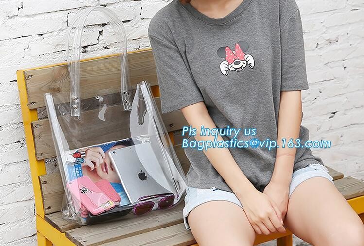 PVC Clear Glitter Chain Shoulder Bag, PVC Shoulder Plastic Beach Bag, clear pvc gift handbags, shoulder beach pvc bags